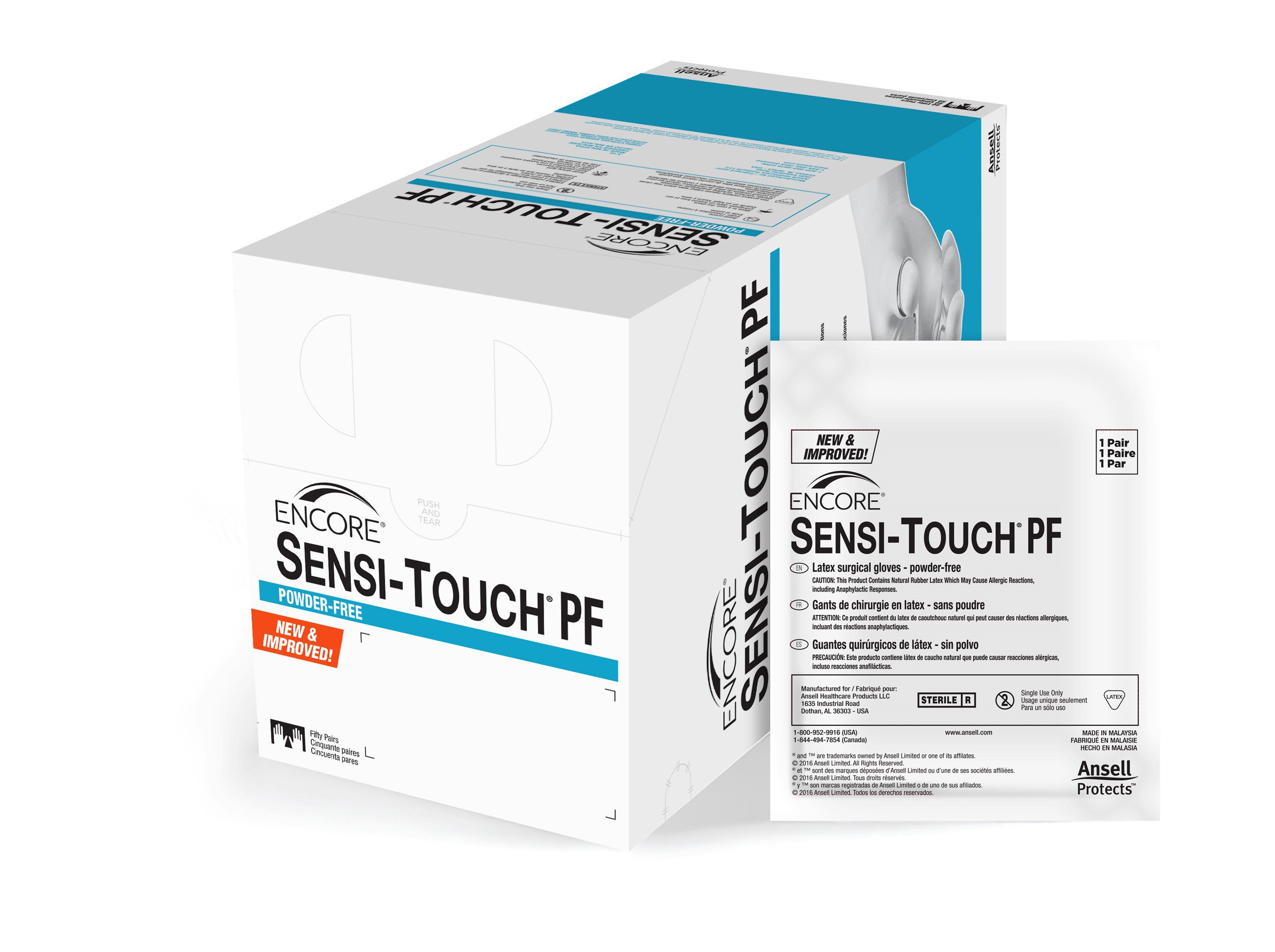 Gloves Surgical ENCORE® Sensi-Touch® PF Size 6.5 Sterile Latex Standard Cuff Length Smooth with Micro-Texture Natural Chemo Tested (50PR/BX 4BX/CS) by Ansell Healthcare Products LLC  ID 7823PF